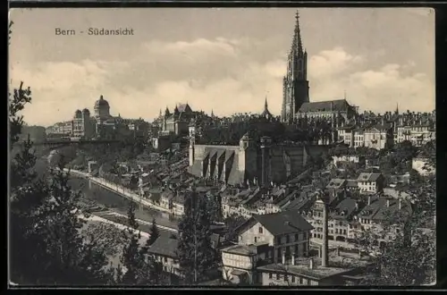 AK Bern, Südansicht mit Kirche