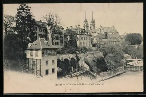 AK Basel, Münster mit Deutschrittergarten