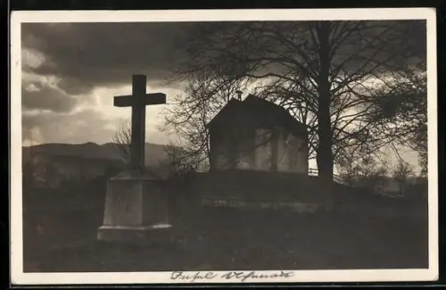 AK Insel Ufenau, Kapelle am Abend
