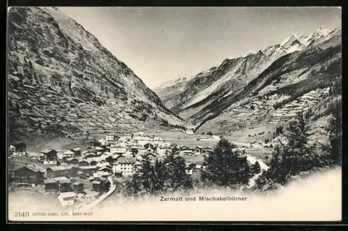 AK Zermatt, Vue générale, Mischabelhörner