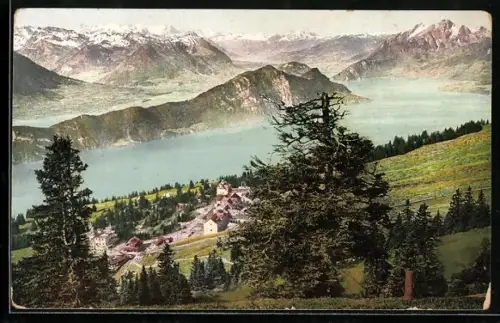 AK Rigi Kaltbad, Ortsansicht mit Blick über den See