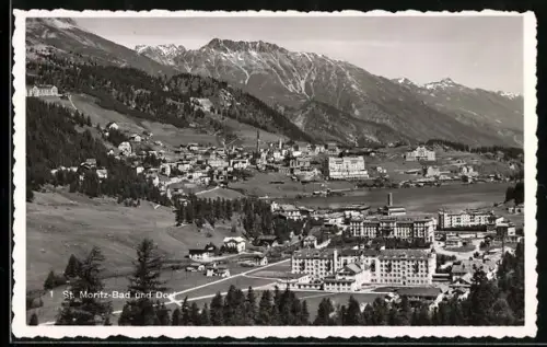 AK St. Moritz, Bad und Dorfansicht
