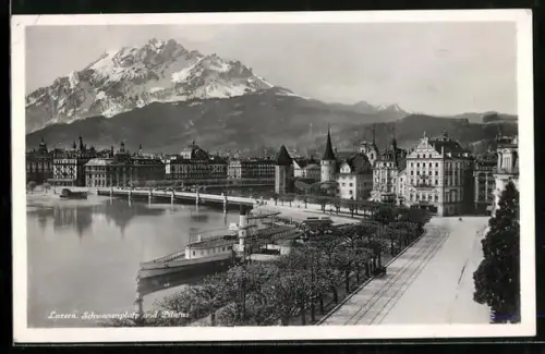AK Luzern, Schwanenplatz und Pilatus