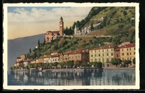 Künstler-AK Morcote /Lago di Lugano, Panorama