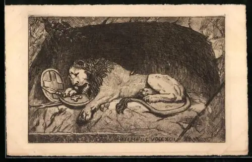 Künstler-AK Luzern, Löwendenkmal