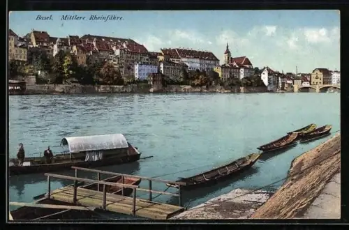 AK Basel, Mittlere Rheinfähre