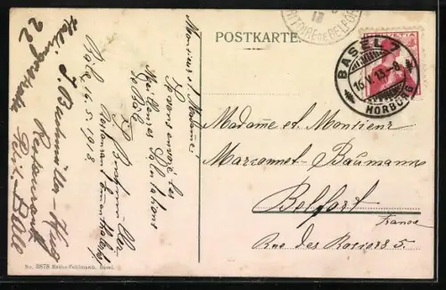 AK Basel, Mittlere Rheinfähre