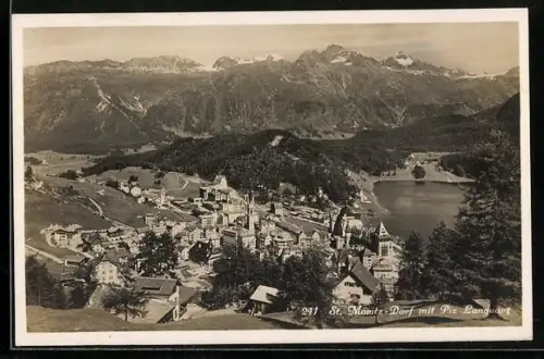 AK St. Moritz-Dorf, Teilansicht mit Piz Languart