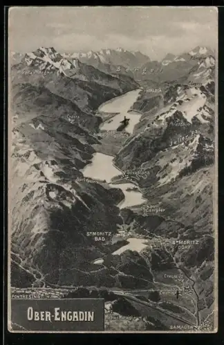 AK Silvaplana, Karte der Umgebung