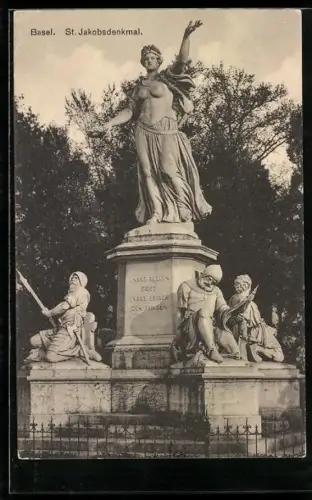 AK Basel, St. Jakobsdenkmal