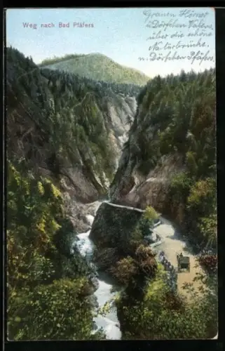 AK Pfäfers, Weg zum Bad Pfäfers, Pferdekutsche