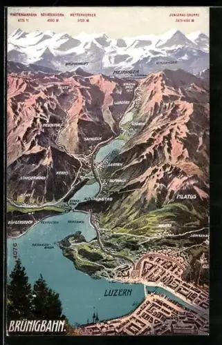 AK Luzern /Brünigbahn, Panorama mit Hergiswil, Stansstad und Pilatus