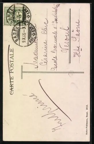 AK Basel, Rathaus mit Strassenpartie