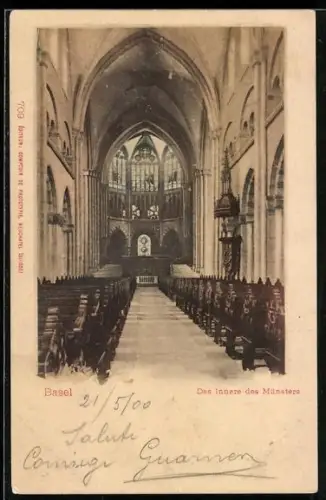 AK Basel, Münster, Innenansicht