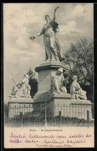 AK Basel, St. Jakobsdenkmal