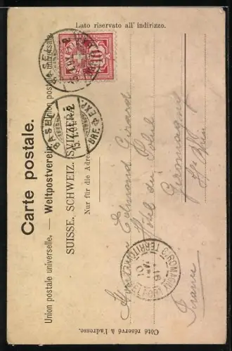 AK Basel, Strassenpartie mit Kirche