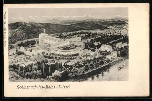 AK Schinznach-les-Bains, Totalansicht mit Bergen aus der Vogelschau