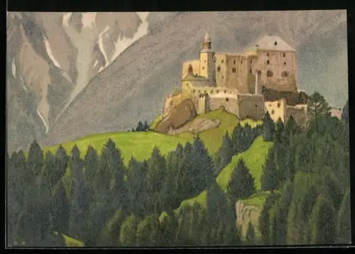 Künstler-AK Tarasp, Burg Tarasp