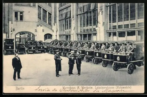 AK Berlin, Warenhaus A. Wertheim, Leipzigerstrasse, Automobile, Autos