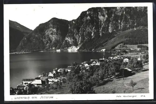 AK Unterach am Attersee, Teilansicht mit Kirche