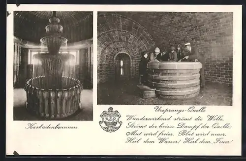 AK Baden b. Wien, Kaskaden-Brunnen im Inhalationsraum der Trinkhalle