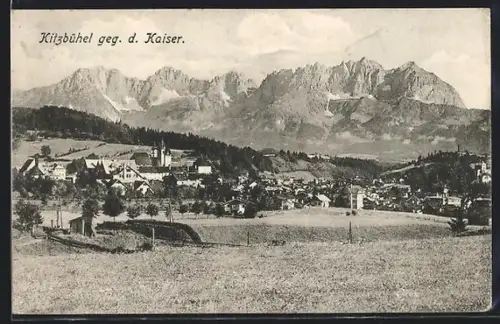 AK Kitzbühel, Teilansicht gegen den Kaiser