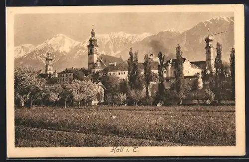 AK Hall i. T., Ortspartie mit Kirche