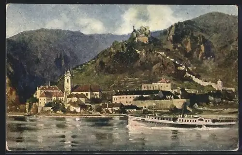 AK Dürnstein a. d. Donau, Teilansicht mit Kirche