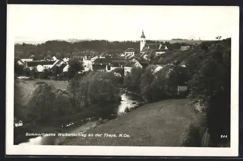 AK Weikertschlag an der Thaya, Teilansicht mit Kirche