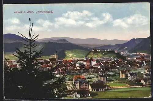 AK Bruck a. Mur, Teilansicht mit Kirche