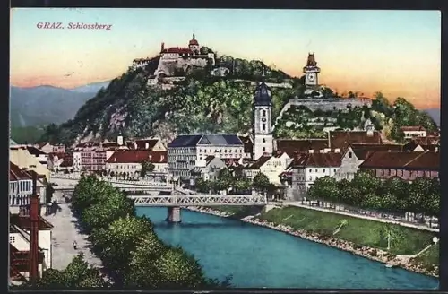 AK Graz, Schlossberg mit Brücke