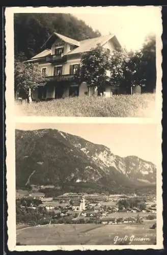 AK Gross-Gmain, Panorama mit Kirche und Wohnhaus