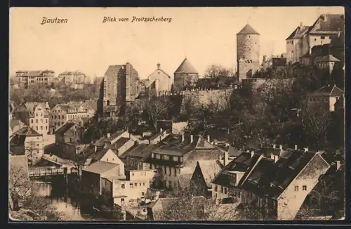 AK Bautzen, Teilansicht vom Proitzschenberg aus der Vogelschau, Türme