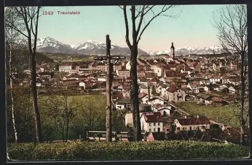 AK Traunstein, Totalansicht von einer Anhöhe aus