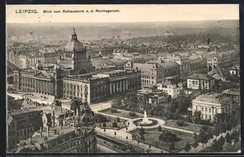 AK Leipzig, Blick vom Rathausturm nach dem Reichsgericht