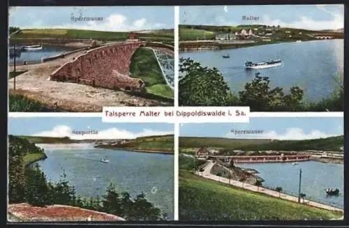AK Malter b. Dippoldiswalde i. Sa., Mehrfachansichten der Talsperre