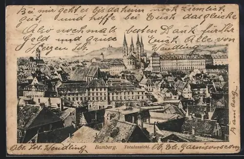 AK Bamberg, Totalansicht aus der Vogelschau