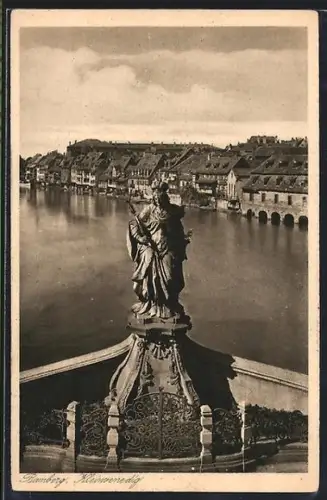 AK Bamberg, Kleinvenedig, Nepomukstatue, Altstadtansicht
