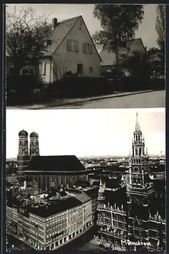 AK München, Frauenkirche, Neues Rathaus, Wohnhäuser