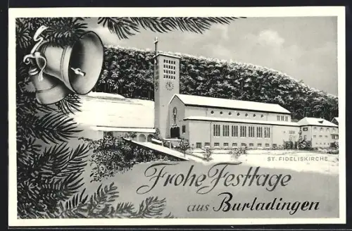 AK Burladingen /Hohenz., St. Fideliskirche im Schnee