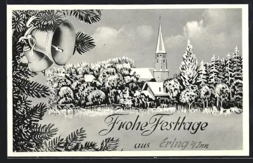 AK Ering a. Inn, Winterlandschaft mit Kirche