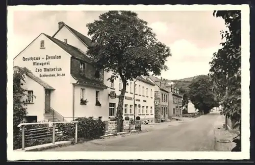 AK Schönecken /Eifel, Gasthaus Pension Metzgerei Leo Wallerius, Strassenansicht