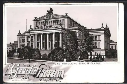 Lithographie Berlin, Königliches Schauspielhaus, Gendarmenmarkt