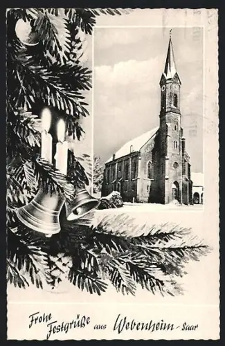 AK Webenheim /Saar, Kirche im Schnee