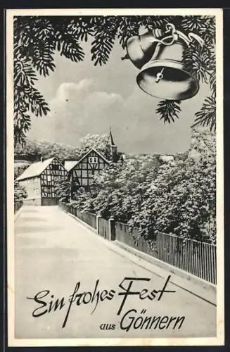 AK Gönnern, Fachwerkhäuser im Schnee