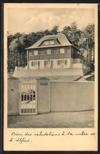 AK Dresden-Hellerau, Einfamilienhaus am Wald