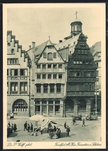 AK Alt-Frankfurt, Strassenpartie mit Haus Frauenstein und Salzhaus