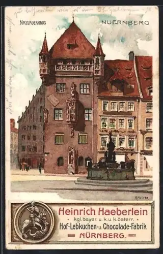 Künstler-Lithographie Karl Mutter: Nuernberg, Nassauerhaus