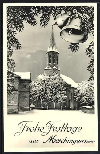 AK Merchingen, Kirche mit Umgebung