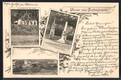 AK Fallingbostel, Club-Haus in der Lieth, Am Bahnhof, Denkmäler